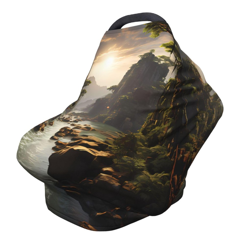 XZDHYZ mountains and rivers Versatile full-print Stroller Chair Cover/Nursing Cover, specially designed for your baby, Black