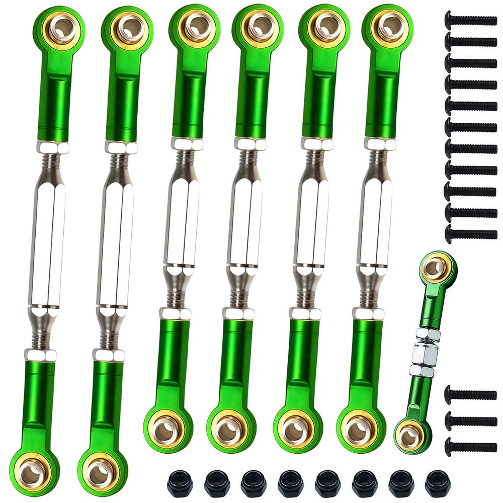 Stainless Steel Adjustable Turnbuckles/Camber Links with Rod Ends Set for 1/10 Traxxas Slash 4X4/2WD, Rustler 4X4/2WD, Stampede 4X4/2WD, Hoss 4X4,Bandit/VXL RC Car Hops Up Parts(Green)