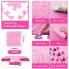Shihanee Foam Floor Tiles Foam Floor Mats Play Mats Bulk with Borders Interlocking for Bedroom Gym Nursery(16ft,Light Pink) view 2