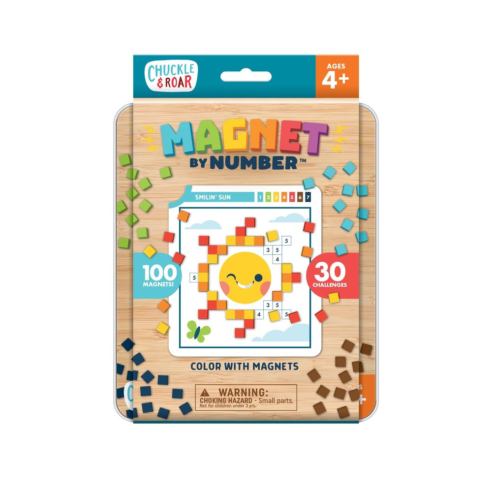 Chuckle & Roar Magnetic Puzzle Kit  Magnet by Number Edition, Mess-Free Color Matching Activity with 30 Challenges, Travel-Friendly Learning Toy for Kids Ages 4+
