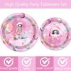 118 Pcs Outer Space Girls Birthday Decorations Pink Astronauts Tablecloth Paper Dinner Plates Napkins Forks Cups Banner for Space Theme Girls Baby Shower 1st 2nd 3rd 4th Birthday Party Supplies view 2