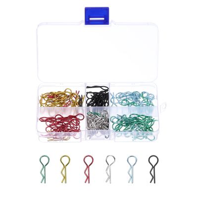 DMiotech 120Pcs Body Clips Pins with Pull Tabs, Mixed Color Universal RC Cars Parts Shell Replacement Parts for 1/8 1/10 1/12 Scale RC Car(Gold, Black, Silver, Blue, Red, Green)