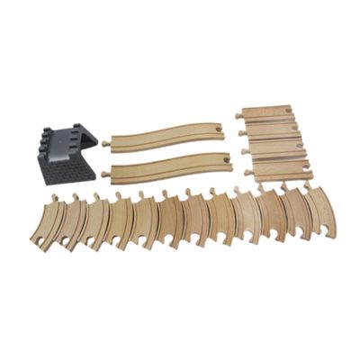 Aosekaa Wood Train Track Set Railway Accessories Learning Educational Toy Gift Montessori Toy Tracks Toy for Kids Preschool Age 3Y+, 19 Pieces
