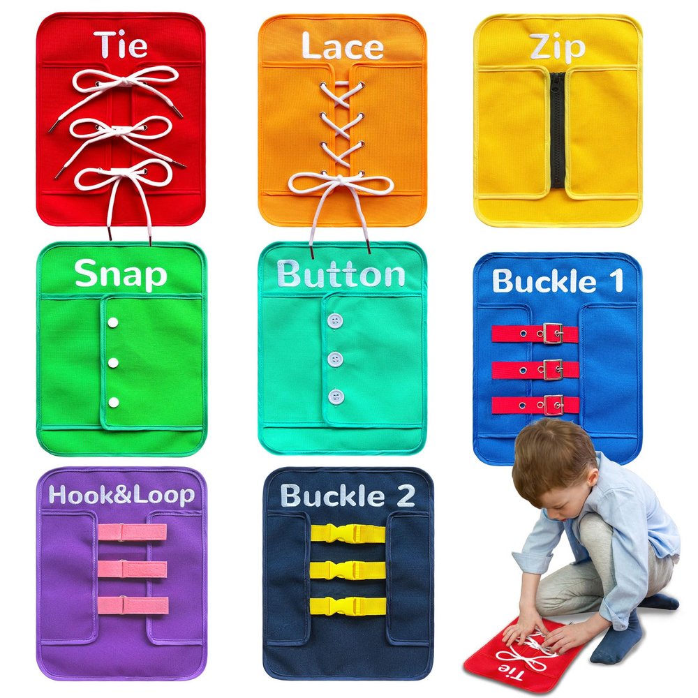 Creatoy Montessori Fine Motor Toys for Toddlers, Basic Life Skills Early Learning Sensory Toys for 2 3 4 5 Year Old Xmas Gifts, Learn to Dress Preschool Homeschool Kindergarten Must Haves
