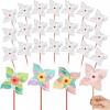 Simgoing 50 Pcs DIY Pinwheels for Kids White Blank Paper Pinwheels Patriotic Craft Bulk Spring Summer Craft Graffiti Art Kit Fun Activity Daycare Project Party Favor (Four Leaf) view 1