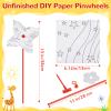Simgoing 50 Pcs DIY Pinwheels for Kids White Blank Paper Pinwheels Patriotic Craft Bulk Spring Summer Craft Graffiti Art Kit Fun Activity Daycare Project Party Favor (Four Leaf) view 2