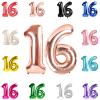 16 Balloon Number, Rose Gold Number 16th Birthday Balloons 40 Inch, Sweet 16 Years Old Rose Gold Birthday Decorations for Boys Girls, 16th Anniversary Decorations view 1