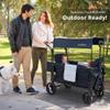 MOMFANN Stroller Wagon for 2 Kids, Baby Wagon Stroller with Adjustable Handle for Infants and Toddlers Includes Canopy & Organizer, Foldable and Convenient for Storage, Blue view 2