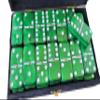 Marion Domino Double 6 Green Marbleized Jumbo Tournament Professional Size w/Spinners in Elegant Black Velvet Case. view 1