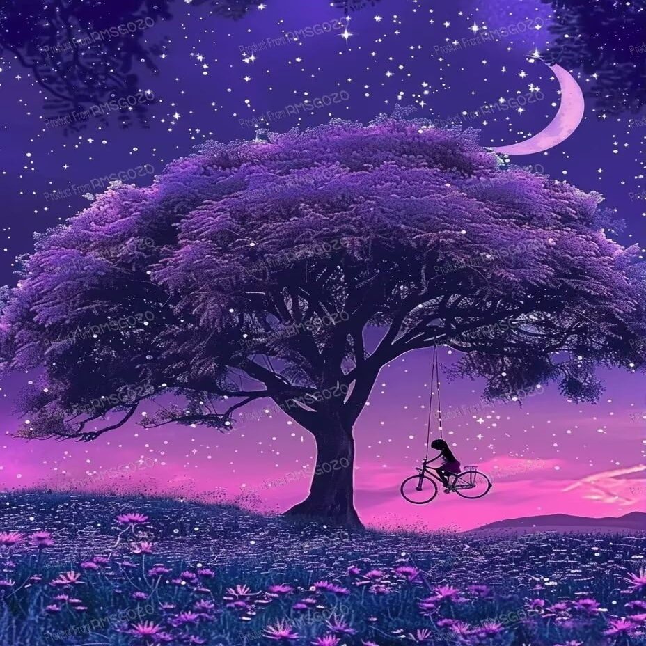 1000 Piece Puzzles for Adults - Purple Star Tree Wooden Jigsaw Puzzle for Adults Beginners, Unwind from Daily Life, for Family Bonding Activities
