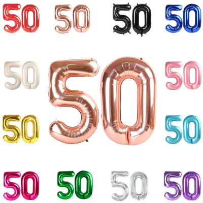 50 Balloon Number, Rose Gold Number 50th Birthday Balloons 40 Inch, 50 Years Old Rose Gold Birthday Decorations for Men Women, 50th Anniversary Decorations