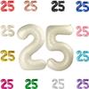 25 Balloon Number, Cream Number 25th Birthday Balloons 40 Inch, 25 or 52 Years Old Cream Birthday Decorations for Men Women, 25th Anniversary Decorations view 1