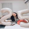 25 Balloon Number, Cream Number 25th Birthday Balloons 40 Inch, 25 or 52 Years Old Cream Birthday Decorations for Men Women, 25th Anniversary Decorations view 2