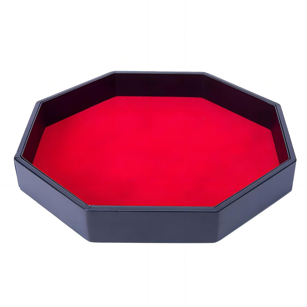 11.5 Inches Dice Rolling Tray, Leather Dice Tray, Felt Lined PU Leather Octagon Dice Tray (Red)