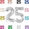 25 Balloon Number, Silver Number 25th Birthday Balloons 40 Inch, 25 or 52 Years Old Silver Birthday Decorations for Men Women, 25th Anniversary Decorations view 1