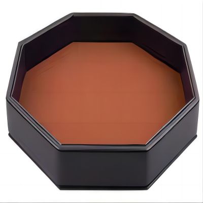 11.5 Inches Dice Rolling Tray, Leather Dice Tray, Felt Lined PU Leather Octagon Dice Tray (Brown)