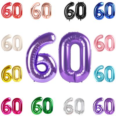 60 Balloon Number, Purple Number 60th Birthday Balloons 40 Inch, 60 Years Old Purple Birthday Decorations for Men Women, 60th Anniversary Decorations