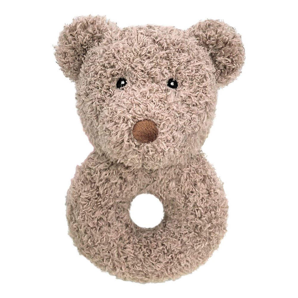 Doindute Baby Teddy Bear Soft Rattle Toy, Plush Bear Infant Shaker Rattle Easy-Grasp Stuffed Animal Toy, Gifts for Newborns Babies Toddlers Boys Girls, Brown, 6 Inches