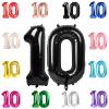 10 Balloon Number, Black Number 10th Birthday Balloons 40 Inch, 10 Years Old Black Birthday Decorations for Boys Girls, 10th Anniversary Decorations view 1