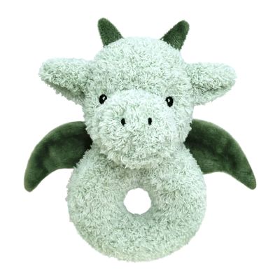 Doindute Baby Dragon Soft Rattle Toy, Plush Dinosaur Infant Shaker Rattle Easy-Grasp Stuffed Animal Toy, Gifts for Newborns Babies Toddlers Boys Girls, Green, 6 Inches