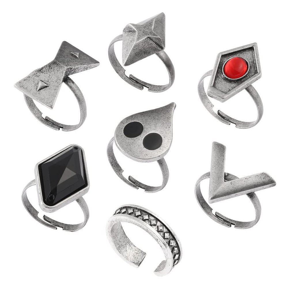 HEYXI 7Pieces Hu Cosplay Finger Rings Cosplay s Halloween for Carnival Show Costume Accessories