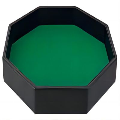 11.5 Inches Dice Rolling Tray, Leather Dice Tray, Felt Lined PU Leather Octagon Dice Tray (Green)