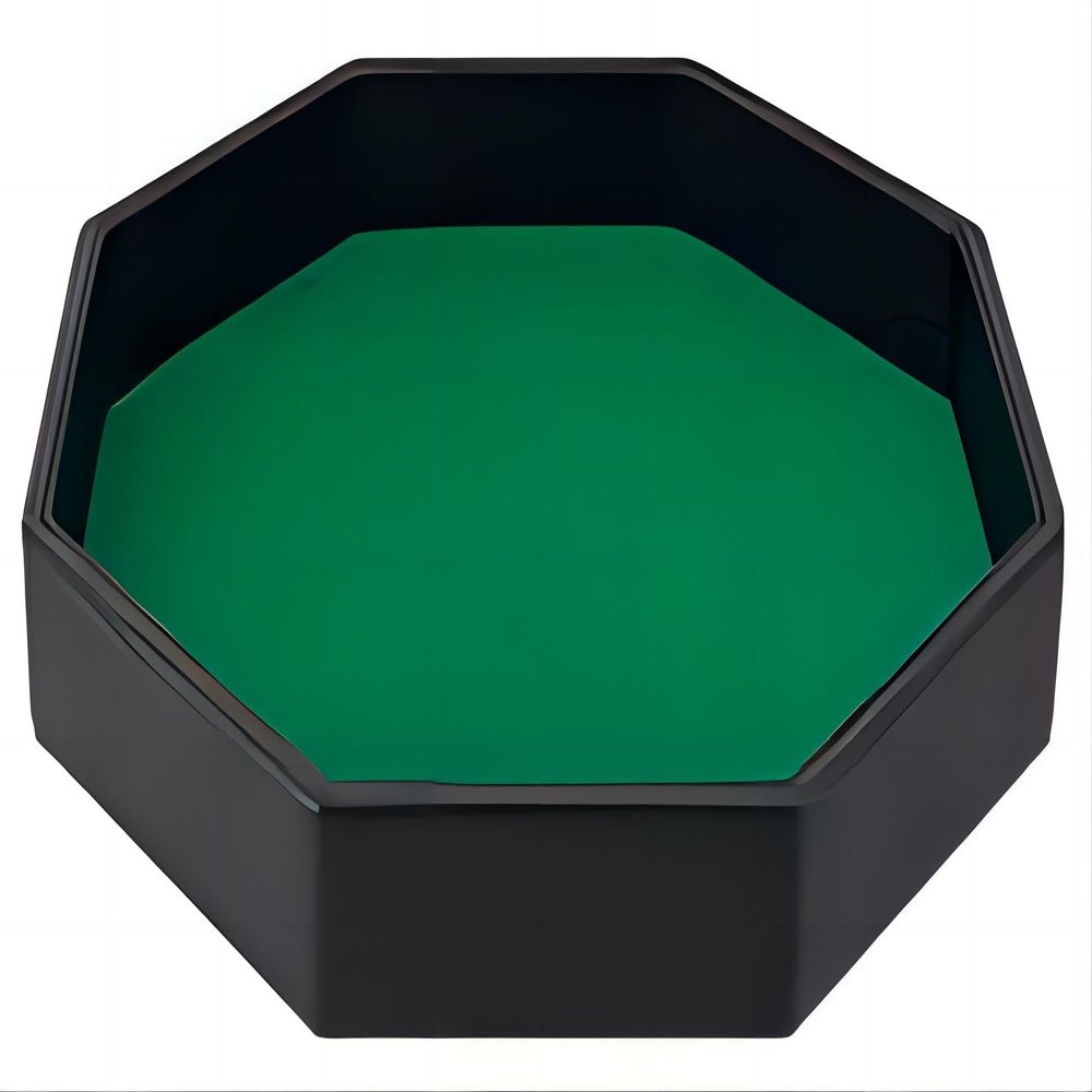 11.5 Inches Dice Rolling Tray, Leather Dice Tray, Felt Lined PU Leather Octagon Dice Tray (Green)