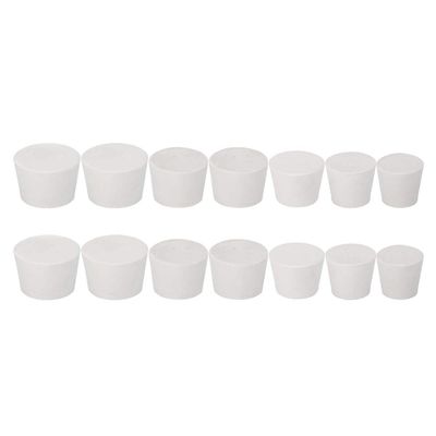 14pcs White Tapered Shaped Rubber for Lab Test Bottle Tube Plug Bottle Cap 6.2x5.1cm