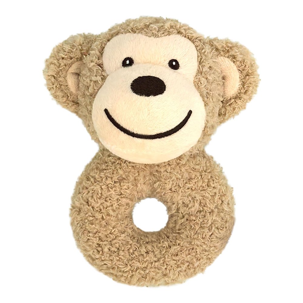 Doindute Baby Monkey Soft Rattle Toy, Plush Monkey Infant Shaker Rattle Easy-Grasp Stuffed Animal Toy, Gifts for Newborns Babies Toddlers Boys Girls, Light Brown, 6 Inches