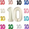 10 Balloon Number, Cream Number 10th Birthday Balloons 40 Inch, 10 Years Old Cream Birthday Decorations for Boys Girls, 10th Anniversary Decorations view 1