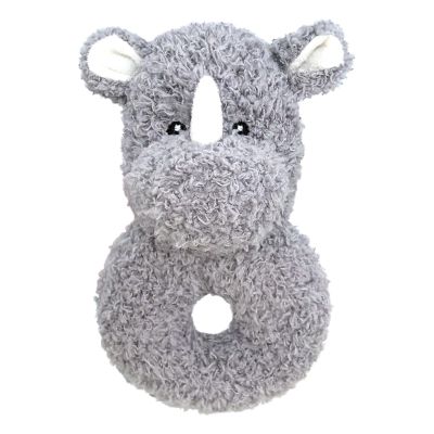 Doindute Baby Rhino Soft Rattle Toy, Plush Rhino Infant Shaker Rattle Easy-Grasp Stuffed Animal Toy, Gifts for Newborns Babies Toddlers Boys Girls, Gray, 6 Inches