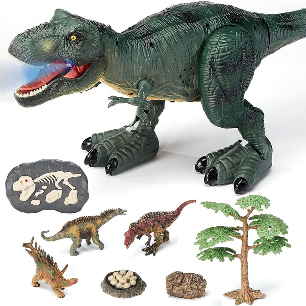 EKU EASYKU 21inches Large Remote Control Dinosaur Toys Sound, Light, Roaring, Mist Spray, Realistic Walking T-Rex RC Tyrannosaurus Dinosaur Toys for Kids Boys Girls 3-10 Years Old