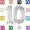 10 Balloon Number, Silver Number 10th Birthday Balloons 40 Inch, 10 Years Old Silver Birthday Decorations for Boys Girls, 10th Anniversary Decorations view 1