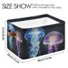 AMmao Rectangular Storage Basket Glowing Jellyfish Pattern Foldable Fabric Storage Bin with Handles Toys Book Clothes Bin for Closet Shelf Nursery Office Laundry Bedroom Decor 2 Pack view 3