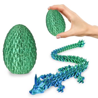 Small Dragon Eggs with Dragon Inside, 3D Printed Surprise Funny Gifts for Kids, Articulated Dragon Fidget Toys for Adults, Executive Desk Toys Office Room Dcor (Christmas Green)