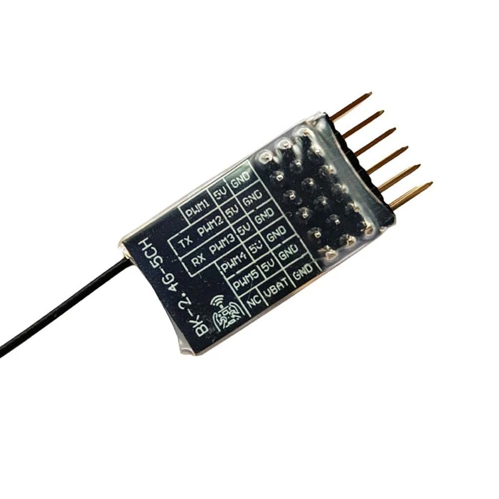 SPARKHOBBY ELRS 2.4G 5CH PWM ExpressLRS Receiver with 2.0dBi 2.4G Copper Pipe Antenna PWM/CRSF Protocol for RC FPV Fixed Wing Drones (1PC BK ELRS 5CH PWM)