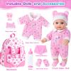 BDDOLL 12" Baby Doll in Gift Box with Pink Backpack, Cloths, Feeding Bottle and Pacifier, First Baby Dolls for Toddlers 3 Years and Up view 2