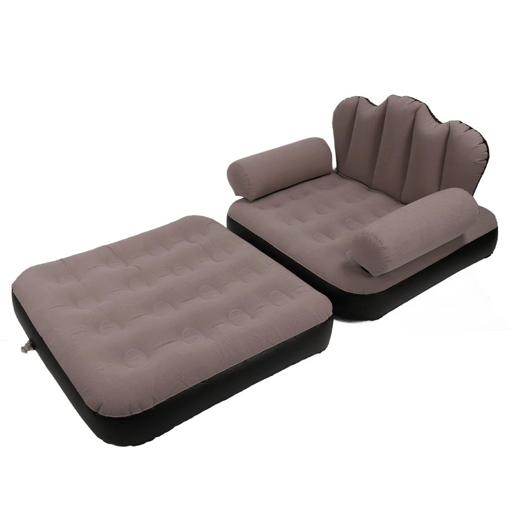 Inflatable Sofa Chair Multifunctional Foldable Bed and Recliner for Outdoor Activities (Coffee)