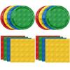 DURYGEN 80PCS Building Blocks Themed Birthday Party Decorations Colorful Building Block Tableware Paper Plates Napkins Set for Boys, Kids Birthday Party Decorations Serve 20 view 1
