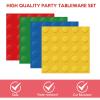 DURYGEN 80PCS Building Blocks Themed Birthday Party Decorations Colorful Building Block Tableware Paper Plates Napkins Set for Boys, Kids Birthday Party Decorations Serve 20 view 3