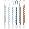 6-Pack Silicone Pacifier Clips for Baby Boys and Girls - One-Piece Beads, Rust-Free Holders, Teething Relief, Baby Necessities, Newborn Safe Baby Essentials view 1