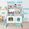Wooden Play Kitchen Set for Toddlers, Chef Pretend Kitchen Playset for Kids with Pretend Ice Cube Dispenser, Oven, Coffee Machine, Stove, Faucet, Sink,Toy Kitchen Gift for Boys & Girls Age 3+ view 2