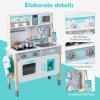 Wooden Play Kitchen Set for Toddlers, Chef Pretend Kitchen Playset for Kids with Pretend Ice Cube Dispenser, Oven, Coffee Machine, Stove, Faucet, Sink,Toy Kitchen Gift for Boys & Girls Age 3+ view 3