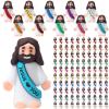 Bememo 100 Pcs Little Jesus Figures Jesus Loves You Original Design Pocket Rubber Little Figures to Hide and Seek Sunday Religious Party Share Easter Gifts(Vibrant Color) view 1