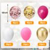 100 Pcs Gold Confetti Balloons Kit,12 Inch Metallic Pink White Gold Party Balloons with Ribbons for Graduation Birthday Wedding Party Decorations (Pink Gold) view 2