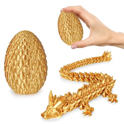 Small Dragon Eggs with Dragon Inside, 3D Printed Surprise Funny Gifts for Kids, Articulated Dragon Fidget Toys for Adults, Executive Desk Toys Office Room Dcor (Gold)