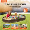 VEVOR Sandbox with Cover, 72 x 41.5 x 9.1 in Oval Sand Box, HDPE Sand Pit with 4 Corner Seating and Bottom Liner, Kids Sandbox for Outdoor Backyard, Beach, Park, Gift for Boys Girls Ages 3-12, Brown view 2