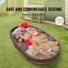 VEVOR Sandbox with Cover, 72 x 41.5 x 9.1 in Oval Sand Box, HDPE Sand Pit with 4 Corner Seating and Bottom Liner, Kids Sandbox for Outdoor Backyard, Beach, Park, Gift for Boys Girls Ages 3-12, Brown view 3