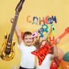 50 Pack Inflatable Rock Star Toy Set Includes 12 Pcs Inflatable Guitar 12 Pcs Inflatable bass 24 Pcs Blow up Microphone and 2 Pcs Air Pump for Children Musical Party Favors view 4