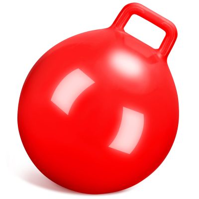 Gemscream Kids Bouncy Hopper Ball with Handle Jumping Hopping Exercise Balls for Toddlers Boys Girls Indoor Outdoors Sports School Games Exercise Gifts(29 Inch,Red)